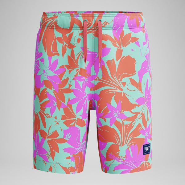 speedo Kid's Print Redondo Volley 15" Swim Trunks Blue/Pink