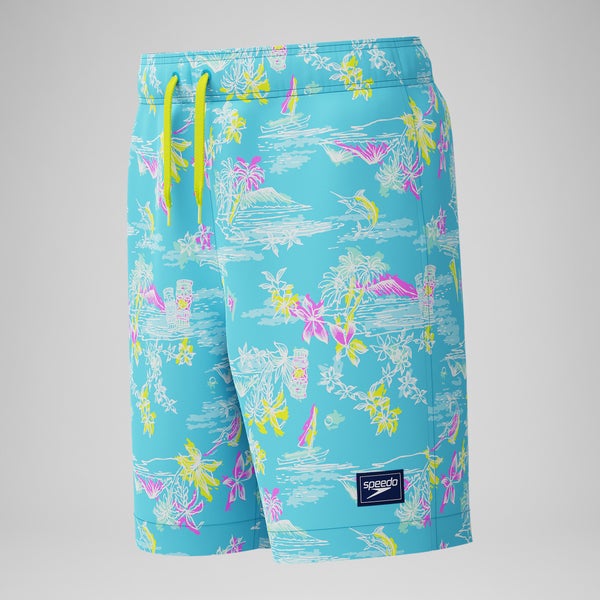 Speedo Kid's Print Redondo Volley 15" Swim Trunks Light Blue