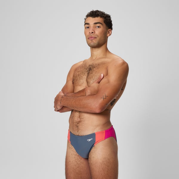 Speedo Men's Beachstar Colorblock 2" Brief Gray/Coral