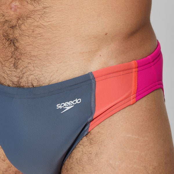Speedo Men's Beachstar Colorblock 2" Brief Gray/Coral