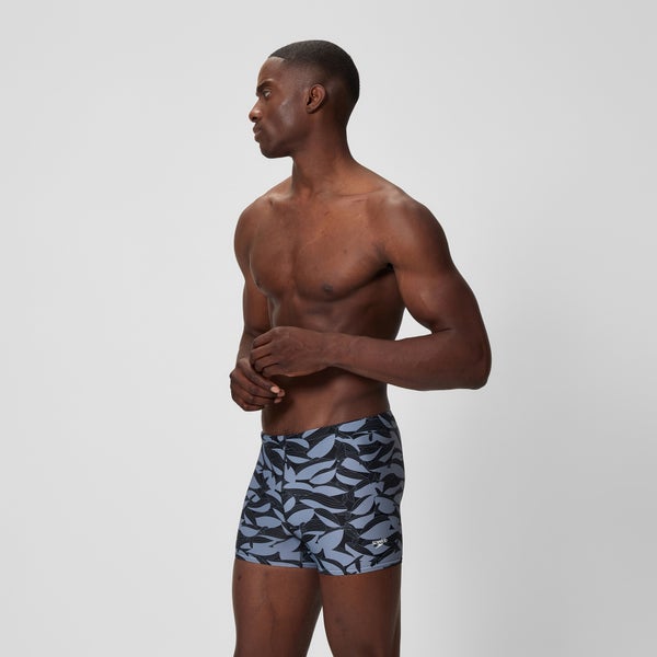 Speedo Men's Beachstar Printed Square Leg Black/Gray