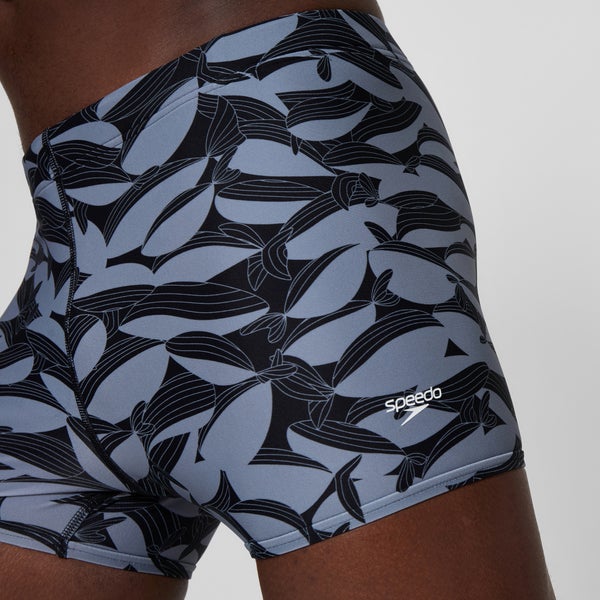 Speedo Men's Beachstar Printed Square Leg Black/Gray