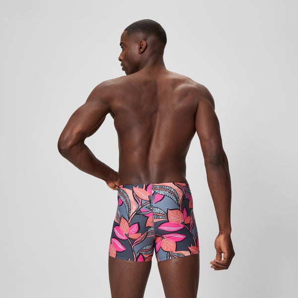 Speedo Men's Beachstar Printed Square Leg Coral/Gray