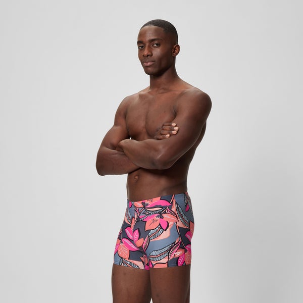 Speedo Men's Beachstar Printed Square Leg Coral/Gray