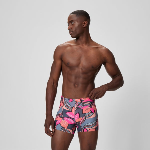 speedo Men's Beachstar Printed Square Leg Coral/Gray