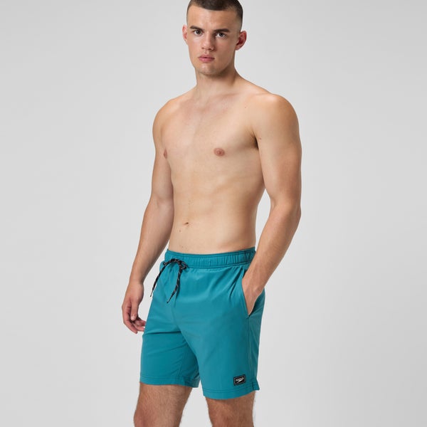 Speedo Men's Classic Solid Redondo Edge Volley 18" Swim Trunks Blue