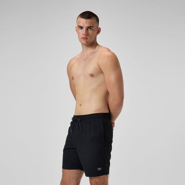 Speedo Men's Classic Solid Redondo Edge Volley 18" Swim Trunks Black