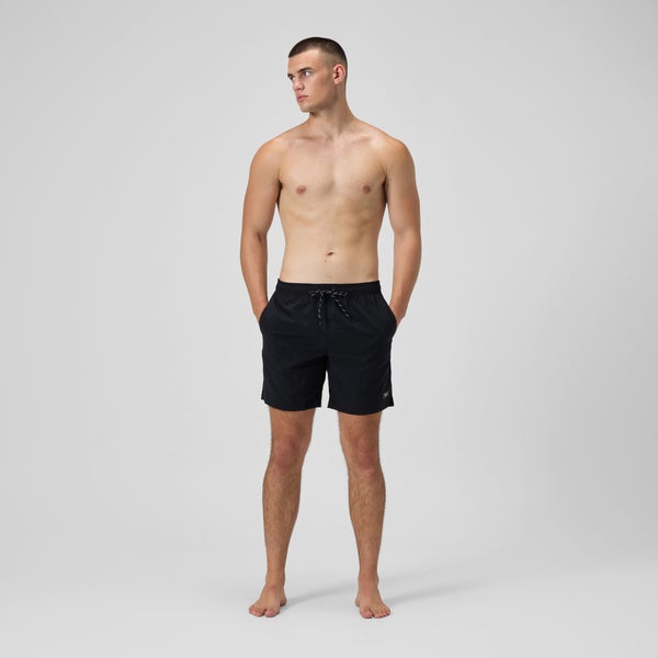 Speedo Men's Classic Solid Redondo Edge Volley 18" Swim Trunks Black