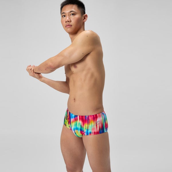 Speedo Men's Club Training Printed 5" Brief Red/Yellow