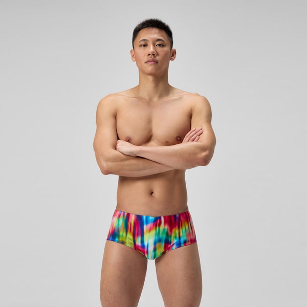 speedo Men's Club Training Printed 5" Brief Red/Yellow