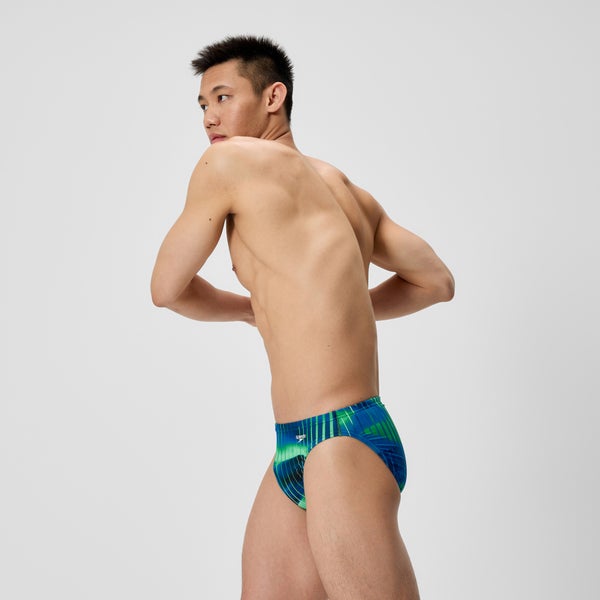 Speedo Men's Club Training Printed Brief Blue/Green