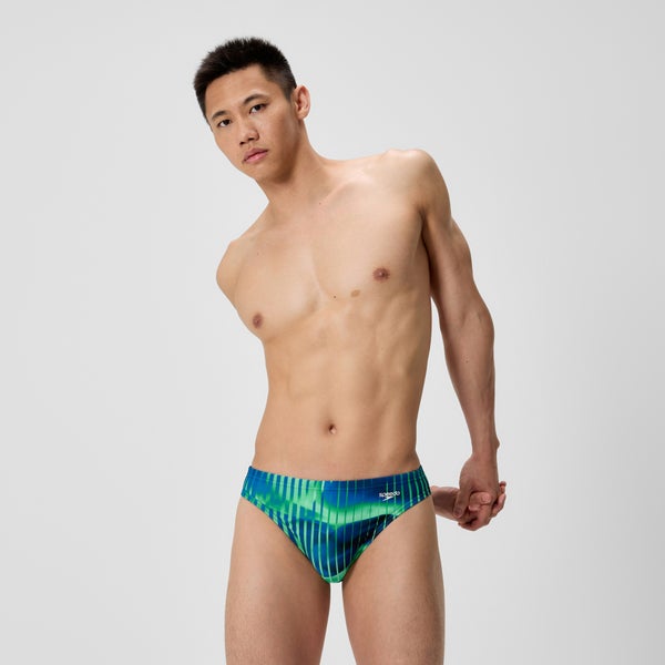 speedo Men's Club Training Printed Brief Blue/Green