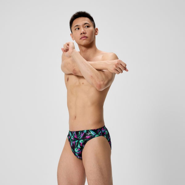 Speedo Men's Club Training Printed Brief Green/Black