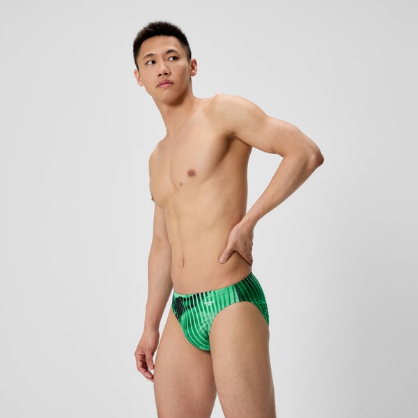 Speedo Men's Club Training Printed Brief Green/Black