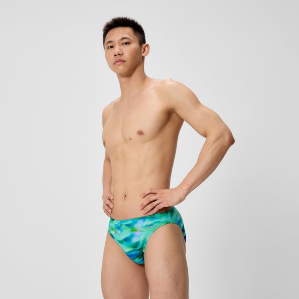 Speedo Men's Club Training Printed Brief Green/Blue