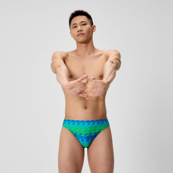 speedo Men's Club Training Printed Brief Green/Blue