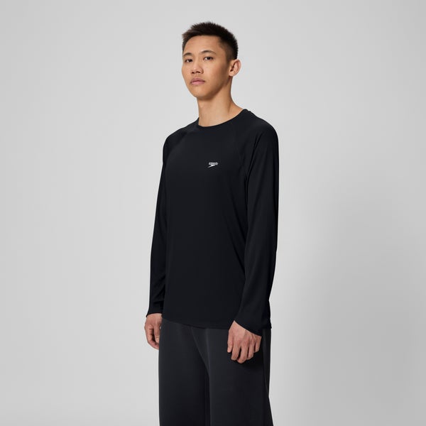 Speedo Men's Easy Solid Long Sleeve Swim Rashguard Black