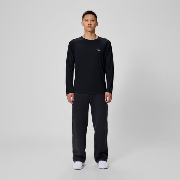 Speedo Men's Easy Solid Long Sleeve Swim Rashguard Black