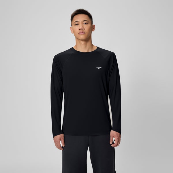 speedo Men's Easy Solid Long Sleeve Swim Rashguard Black