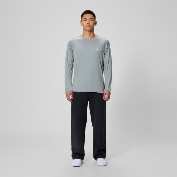 Speedo Men's Easy Solid Long Sleeve Swim Rashguard Gray