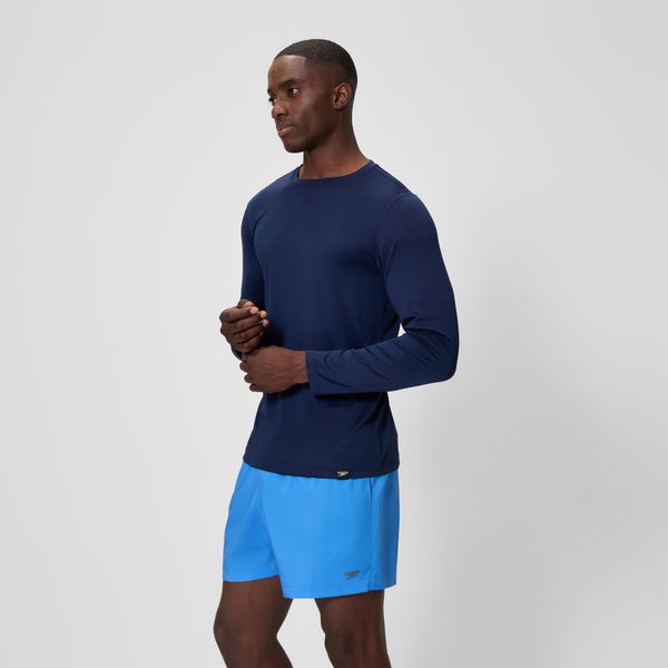 Speedo Men's Graphic Long Sleeve Swim Shirt Navy/Red