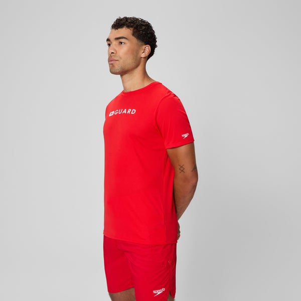 Speedo Men's Guard New Easy Short Sleeve Rashguard Red