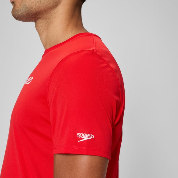 Speedo Men's Guard New Easy Short Sleeve Rashguard Red