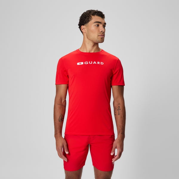 speedo Men's Guard New Easy Short Sleeve Rashguard Red