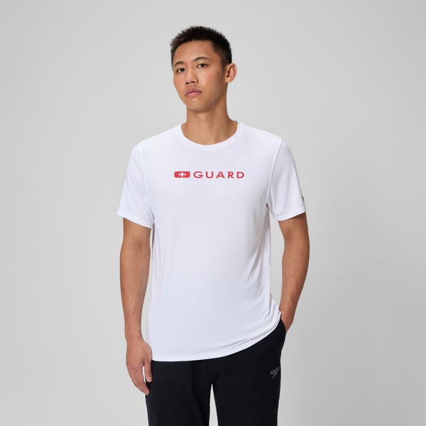 speedo Men's Guard New Easy Short Sleeve Rashguard White