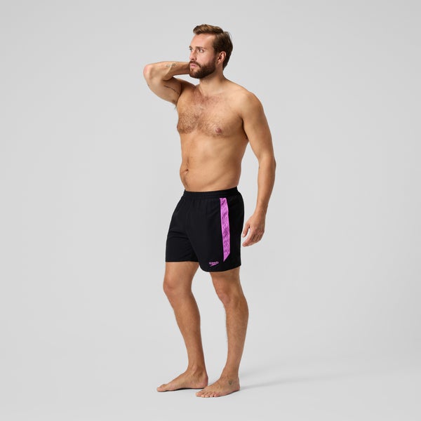 Speedo Men's Hyperboom Splice 16" Swim Trunks Black/Pink