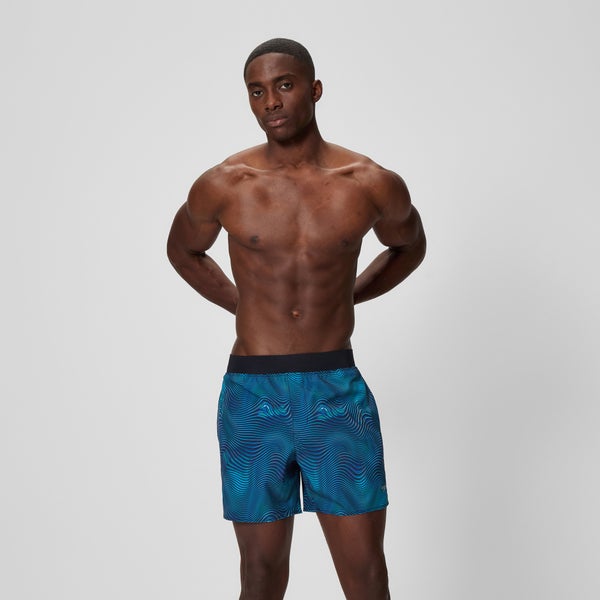 speedo Men's Lookout Printed 16" Swim Shorts Black/Navy