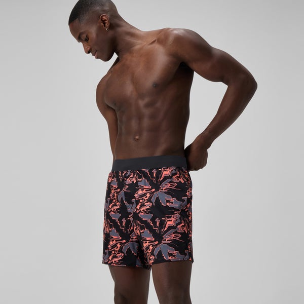 Speedo Men's Lookout Printed 16" Swim Trunks Black/Orange
