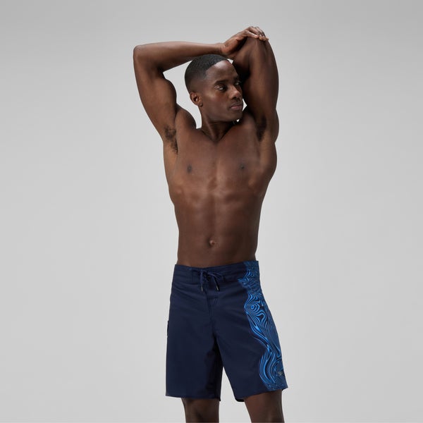 speedo Men's Lookout Printed 18" Boardshorts Navy/Blue