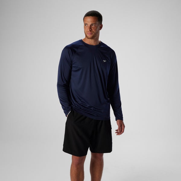 speedo Men's New Easy Long Sleeve Granite Rashguard Navy