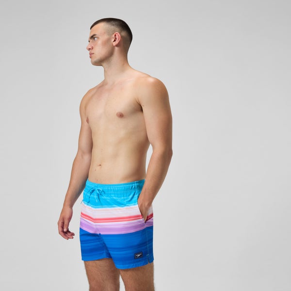 Speedo Men's Print Edge Redondo Volley 16" Swim Trunks Blue/Pink