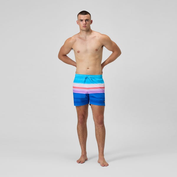 Speedo Men's Print Edge Redondo Volley 16" Swim Trunks Blue/Pink