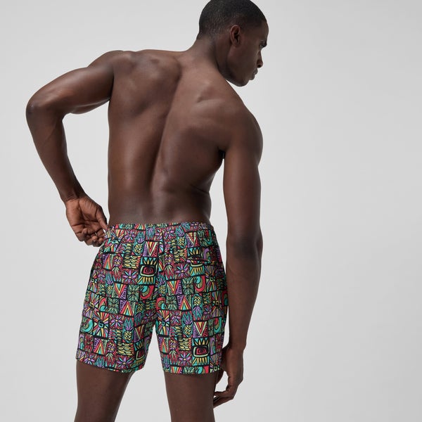 Speedo Men's Print Redondo Edge 16" Volley Swim Trunks Purple/Green