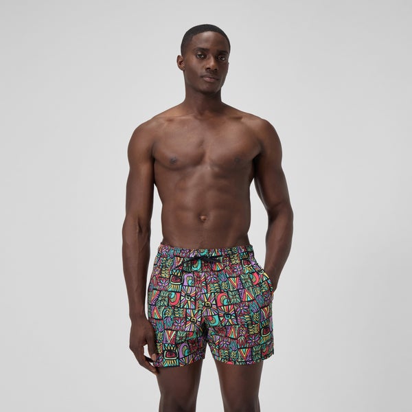 speedo Men's Print Redondo Edge 16" Volley Swim Trunks Purple/Green