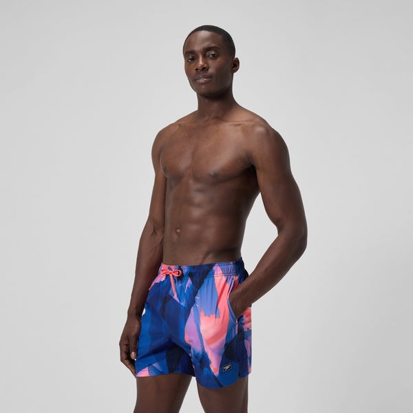 Speedo Men's Print Redondo Edge Volley 16" Swim Trunks Blue/Pink