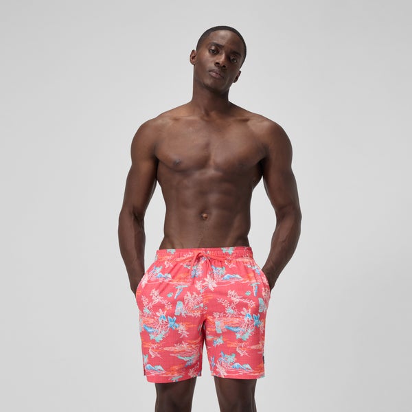 Speedo Men's Print Redondo Edge Volley 18" Swim Trunks Orange