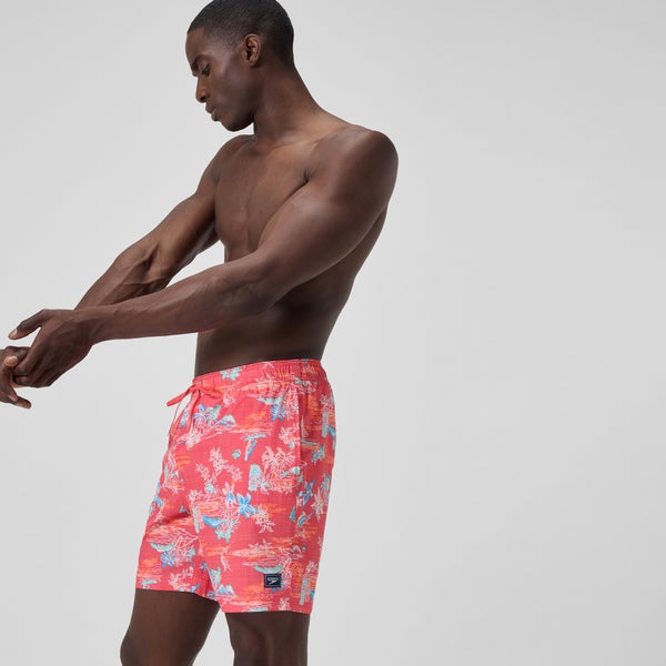 Speedo Men's Print Redondo Edge Volley 18" Swim Trunks Orange