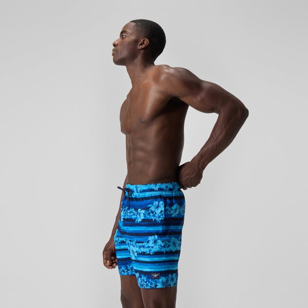 Speedo Men's Print Redondo Volley 18" Swim Trunks Blue