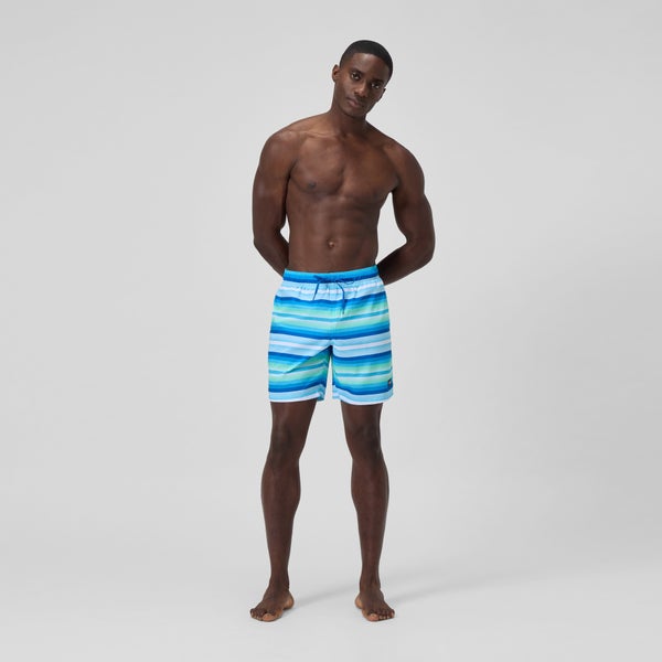 Speedo Men's Print Redondo Volley 18" Swim Trunks Blue/White