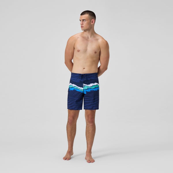Speedo Men's Print Speedo 4way Flex Boardshort 18" Blue/White