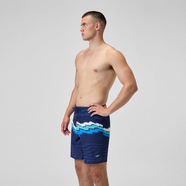 Speedo Men's Print Speedo 4way Flex Boardshort 18" Blue/White