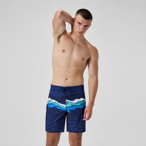 speedo Men's Print Speedo 4way Flex Boardshort 18" Blue/White