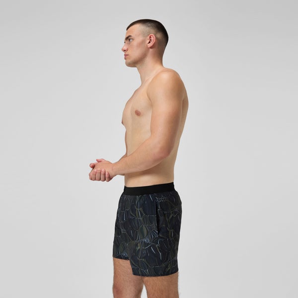 Speedo Men's Print Volley 16" Swim Trunks Black/Gray