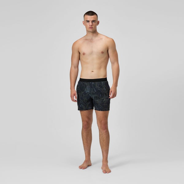 Speedo Men's Print Volley 16" Swim Trunks Black/Gray