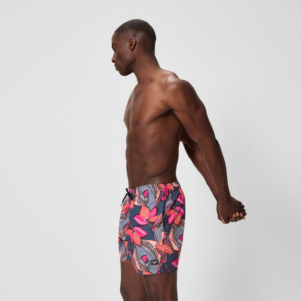 Speedo Men's Redondo Edge Printed 16" Swim Shorts Coral/Gray