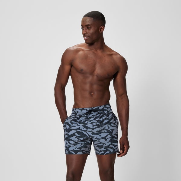 speedo Men's Redondo Edge Printed 16" Swim Shorts Gray/Black